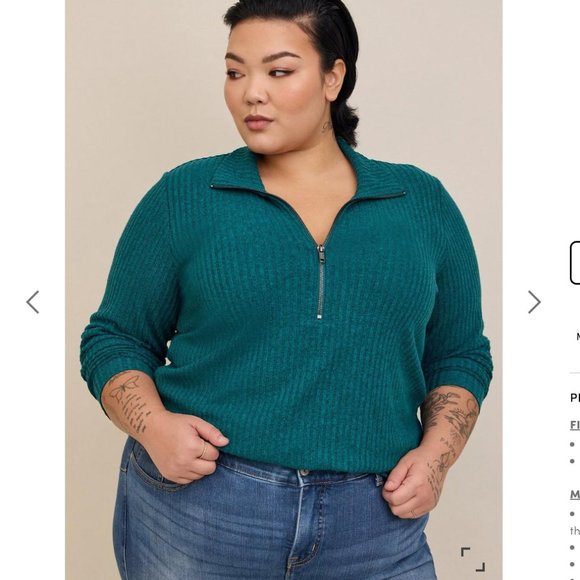 torrid Jackets & Blazers - Torrid Relaxed Fit Super Soft Plush Rib Quarter Zip Sweatshirt